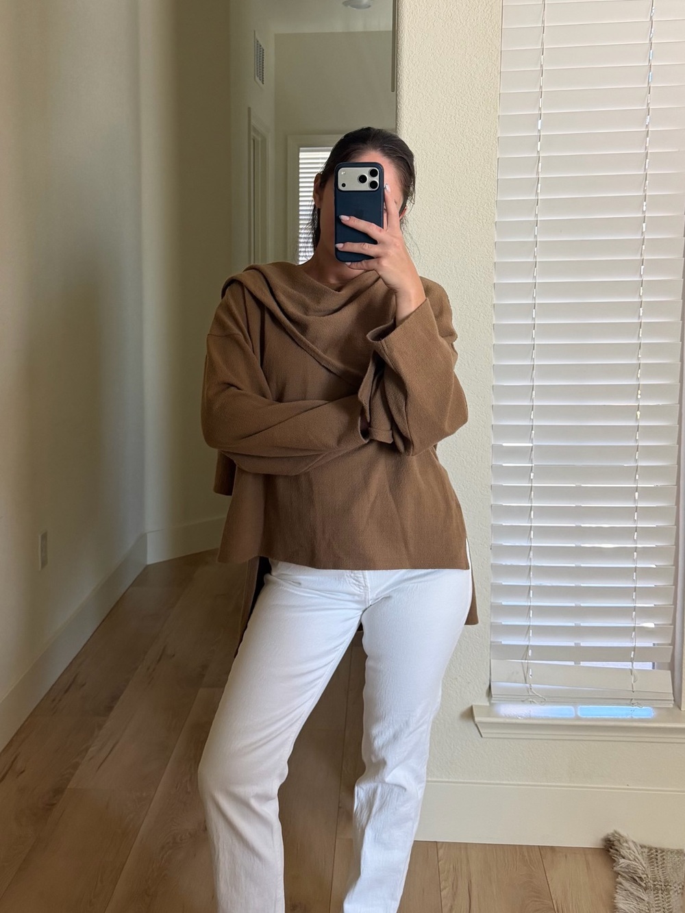 Tan wrap sweater Zara